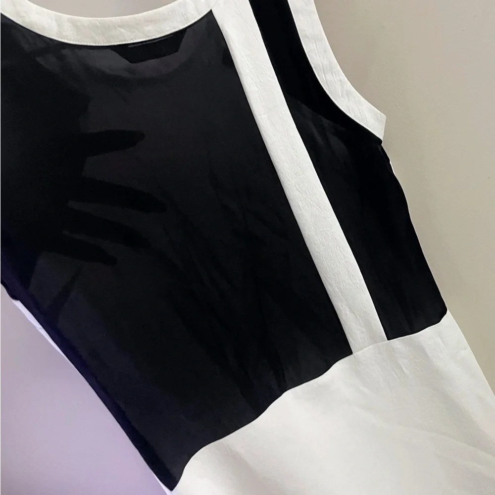 Waverly Grey Black and White Contrast Mini Dress Colorblock Chic Workwear - Picture 7 of 9